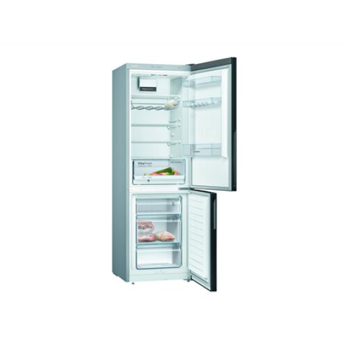 Bosch , Refrigerator , KGV36VBEAS , Energy efficiency class E , Free standing , Combi , Height 186 cm , Fridge net capacity 214 L , Freezer net capacity 94 L , 39 dB , Black