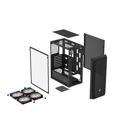 Fury PC Case , SHOBO SH4F RGB , Midi-Tower , Black