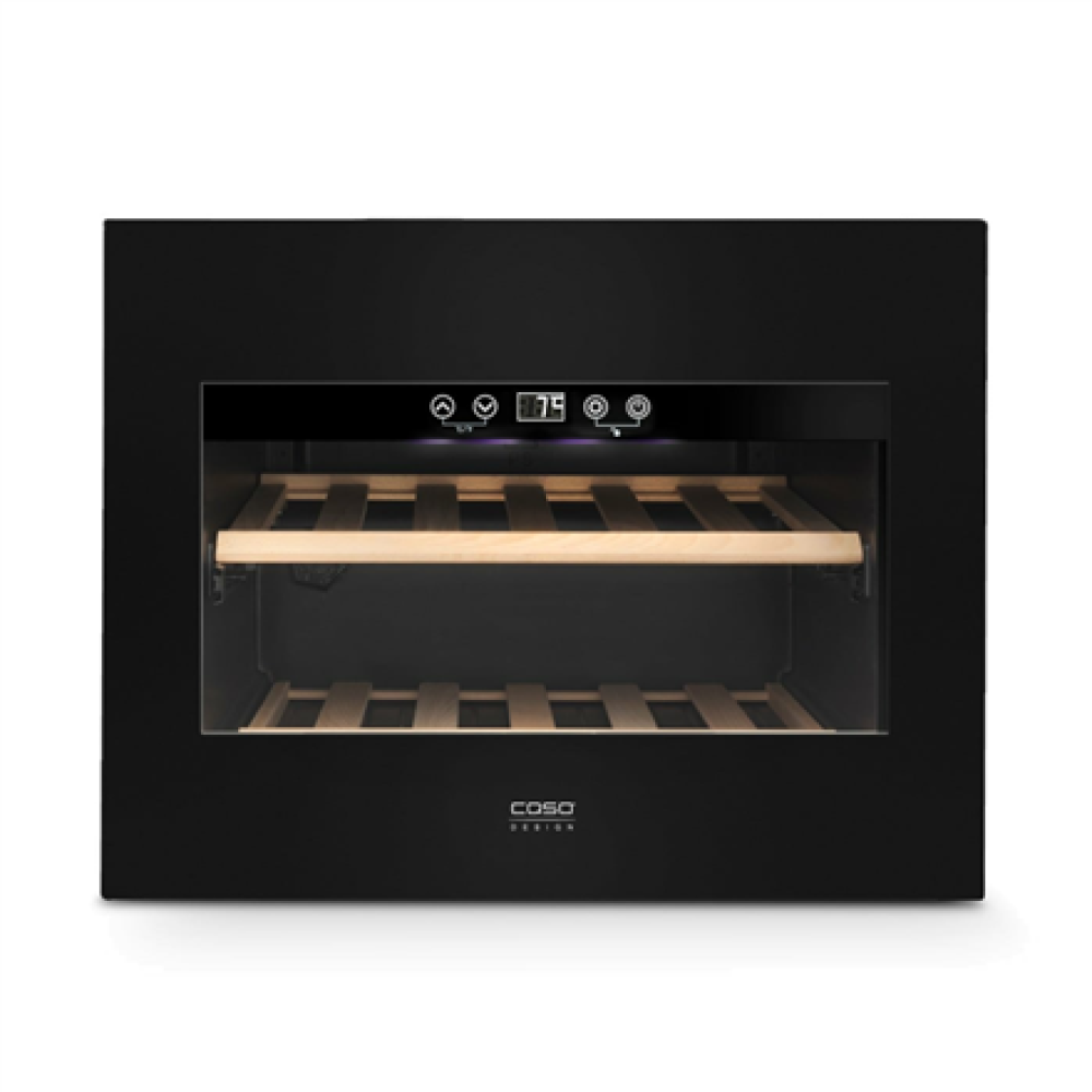 Caso , Wine Cooler , WineDeluxe E 18 , Energy efficiency class G , Built-in , Bottles capacity 18 bottles , Cooling type Compressor technology , Black
