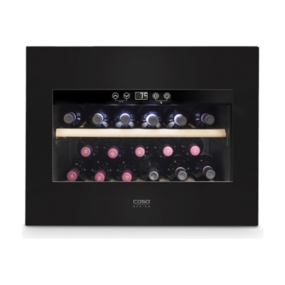 Caso , Wine Cooler , WineDeluxe E 18 , Energy efficiency class G , Built-in , Bottles capacity 18 bottles , Cooling type Compressor technology , Black