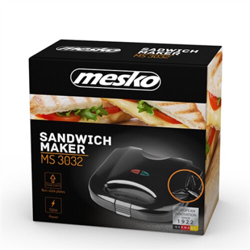 Mesko , Sandwich maker , MS 3032 , 750 W , Number of plates 1 , Number of pastry 2 , Black