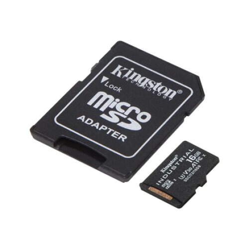 Kingston , UHS-I , 16 GB , microSDHC/SDXC Industrial Card , Flash memory class Class 10, UHS-I, U3, V30, A1 , SD Adapter