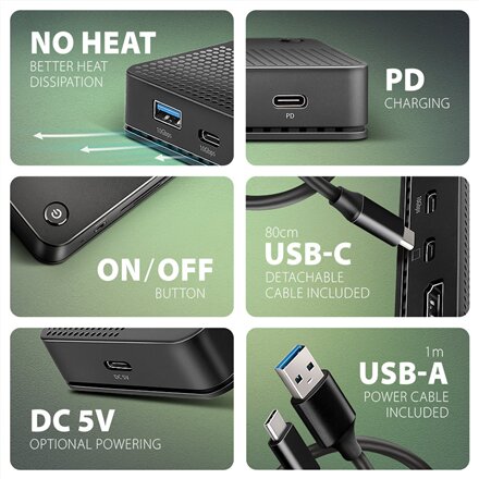 AXAGON USB4 40Gbps DUAL 4K DISPLAY 12in1 Dock , HMC-U4