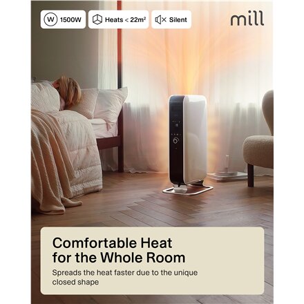 Mill , Heater , AB-H1500DN , Oil Filled Radiator , 1500 W , Number of power levels 3 , Suitable for rooms up to 16-24 m² , White
