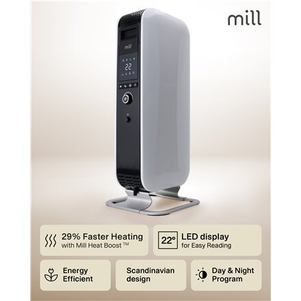 Mill , Heater , AB-H1500DN , Oil Filled Radiator , 1500 W , Number of power levels 3 , Suitable for rooms up to 16-24 m² , White