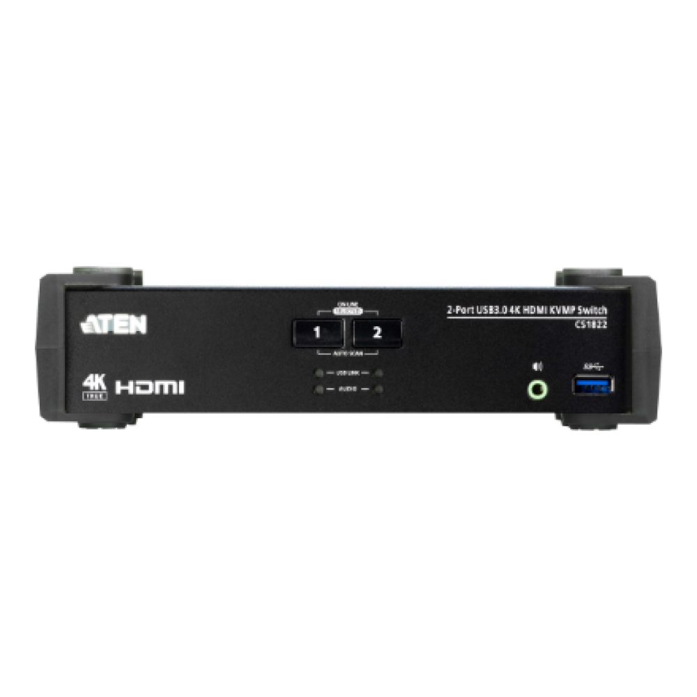 Aten 2-Port USB 3.0 4K HDMI KVMP Switch with Audio Mixer Mode , CS1822