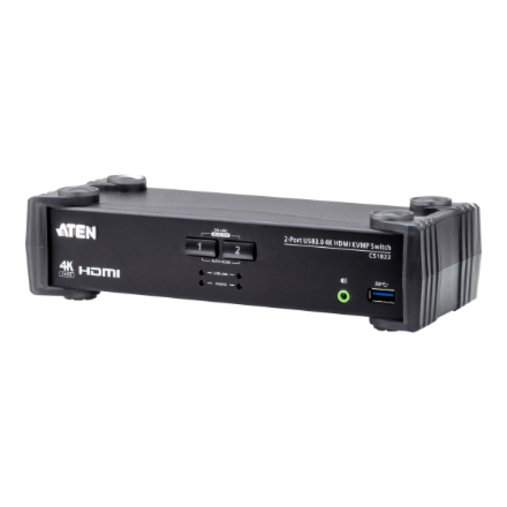 Aten 2-Port USB 3.0 4K HDMI KVMP Switch with Audio Mixer Mode , CS1822