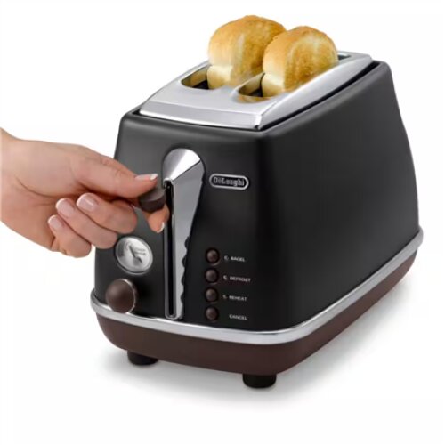 Delonghi Toaster CTOV 2103.BK+BW Power 900 W, Number of slots 2, Housing material Stainless steel, Black