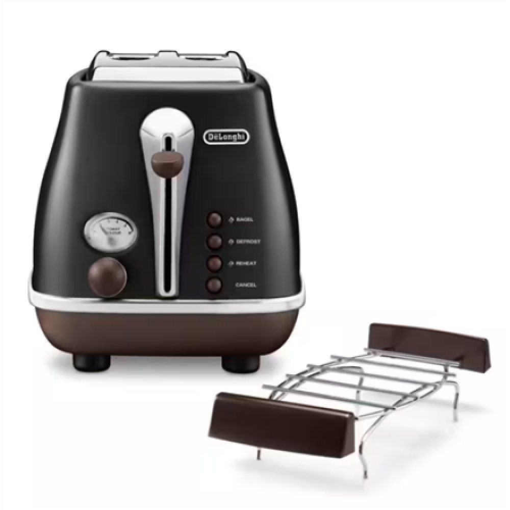 Delonghi Toaster CTOV 2103.BK+BW Power 900 W, Number of slots 2, Housing material Stainless steel, Black