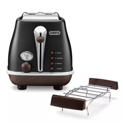 Delonghi Toaster CTOV 2103.BK+BW Power 900 W, Number of slots 2, Housing material Stainless steel, Black