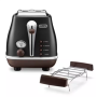 Delonghi Toaster CTOV 2103.BK+BW Power 900 W, Number of slots 2, Housing material Stainless steel, Black