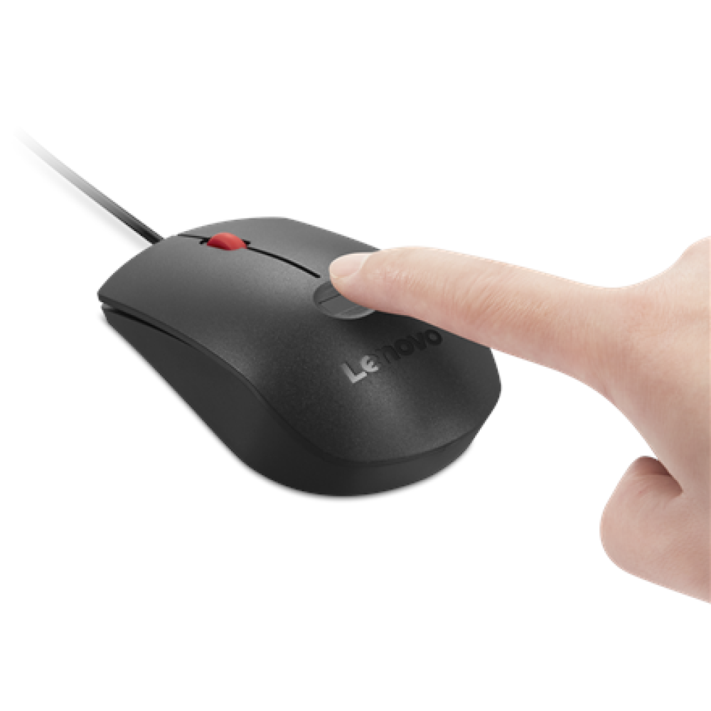 Lenovo Fingerprint Biometric USB Mouse Gen3 , Wired , USB-A , Black/Red