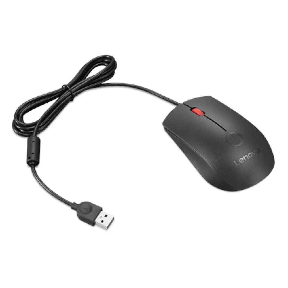 Lenovo Fingerprint Biometric USB Mouse Gen3 , Wired , USB-A , Black/Red