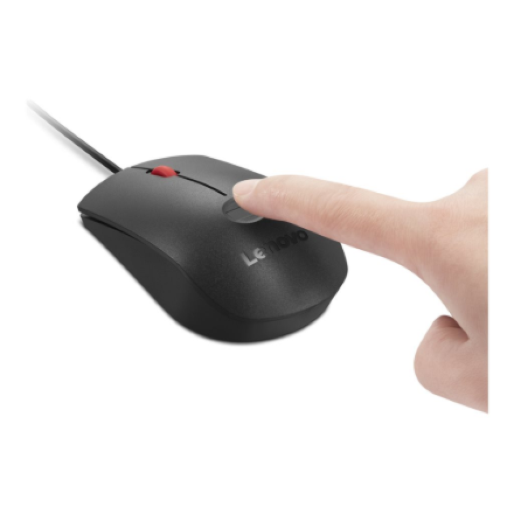 Lenovo Fingerprint Biometric USB Mouse Gen3 , Wired , USB-A , Black/Red