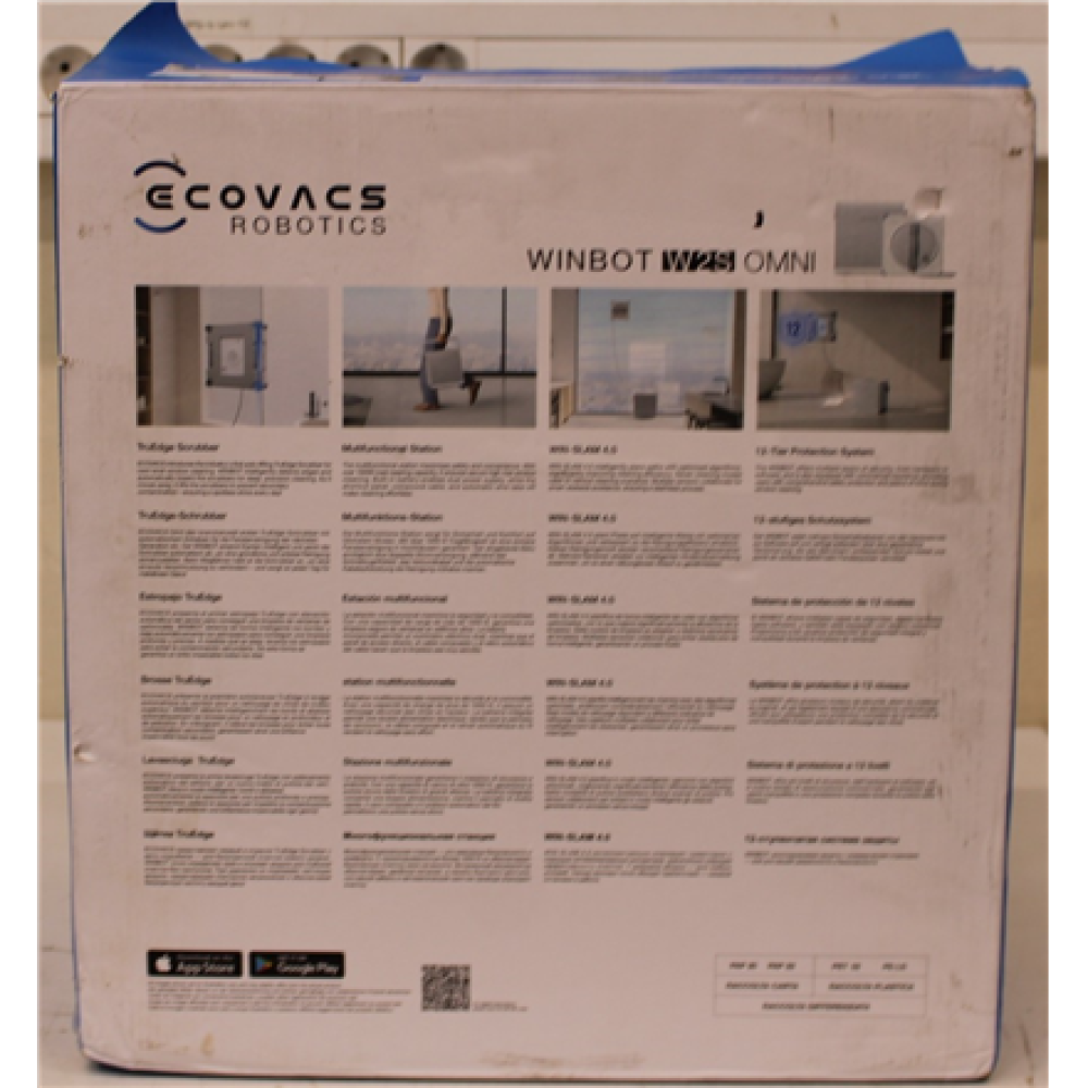 SALE OUT. , Ecovacs Window Cleaning Robot , WINBOT W2S OMNI , Corded , 8000 Pa , White , DAMAGED PACKAGING AND PAINT, MISSING CLEANING BOTTLE. ITEM AND PARTS ARE SCRATCHED, DIRTY