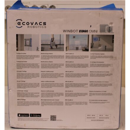 SALE OUT. , Ecovacs Window Cleaning Robot , WINBOT W2S OMNI , Corded , 8000 Pa , White , DAMAGED PACKAGING AND PAINT, MISSING CLEANING BOTTLE. ITEM AND PARTS ARE SCRATCHED, DIRTY