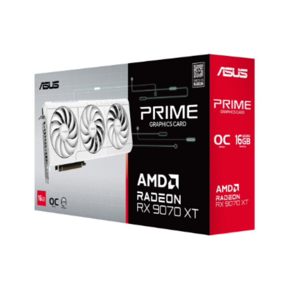 Asus Prime Radeon RX 9070 XT White OC Edition 16GB GDDR6 , AMD , 16 GB , Radeon RX 9070 XT , GDDR6 , HDMI ports quantity 1 , PCI Express 5.0