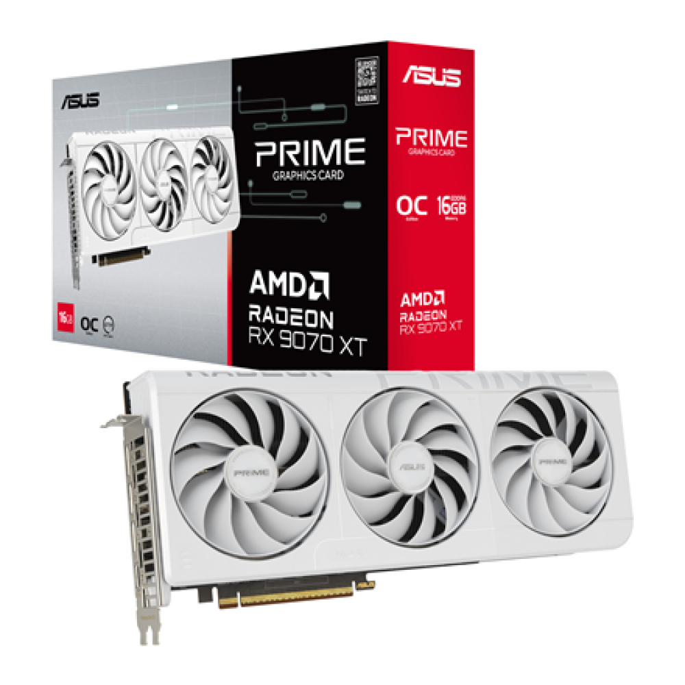 Asus Prime Radeon RX 9070 XT White OC Edition 16GB GDDR6 , AMD , 16 GB , Radeon RX 9070 XT , GDDR6 , HDMI ports quantity 1 , PCI Express 5.0