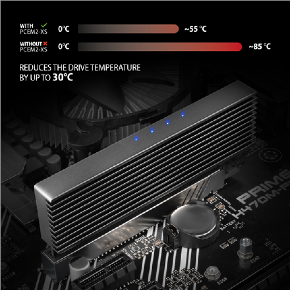 AXAGON PCI-Express x16 adapter with cooler for connecting an NVMe M.2 SSD drive to a computer , PCEM2-XS