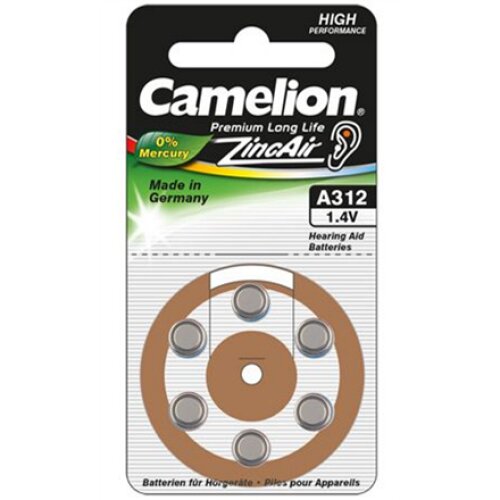 Camelion , A312/DA312/ZL312 , Zinc air cells , 6 pc(s)