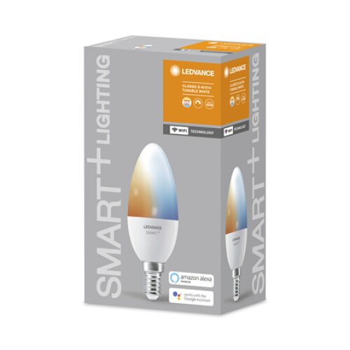 Ledvance SMART+ WiFi Classic Candle Tunable White 40 5W 2700-6500K E14 Ledvance SMART+ WiFi Candle Tunable White 40 5W 2700-6500K E14 E14 5 W Tunable White 2700-6500K Wi-Fi