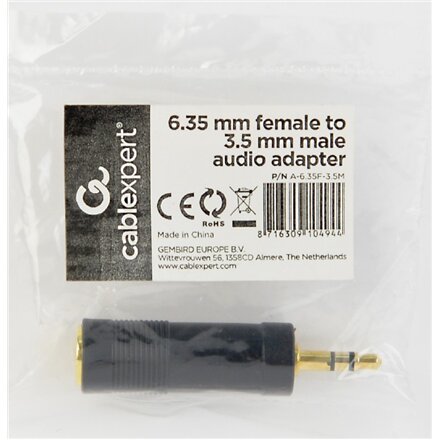Cablexpert 6.35 mm female to 3.5 mm male audio adapter , A-6.35F-3.5M