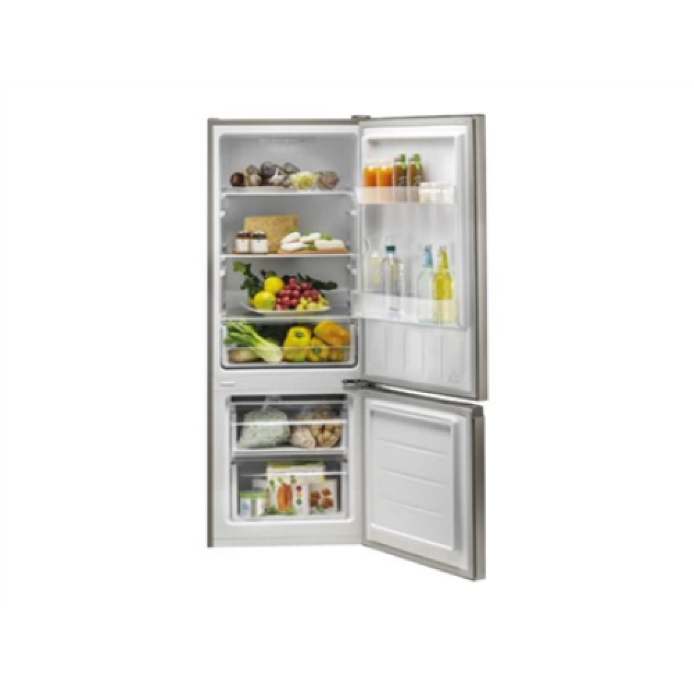 Candy , CHCS 514FX , Refrigerator , Energy efficiency class F , Free standing , Combi , Height 151 cm , Fridge net capacity 138 L , Freezer net capacity 69 L , Display , 40 dB , Stainless Steel