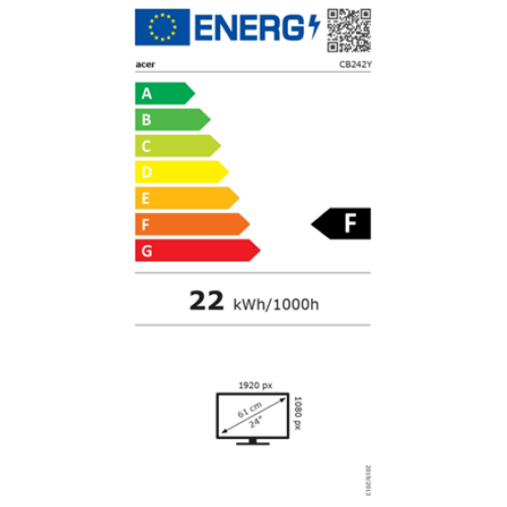 Acer CB2 Series ZeroFrame Monitor CB242YBMIPRFX 23.8 , IPS, FHD, 1920 x 1080, 16:9, 1 ms, 250 cd/m², Built-in speaker(s), Black, 75 Hz, HDMI ports quantity 1