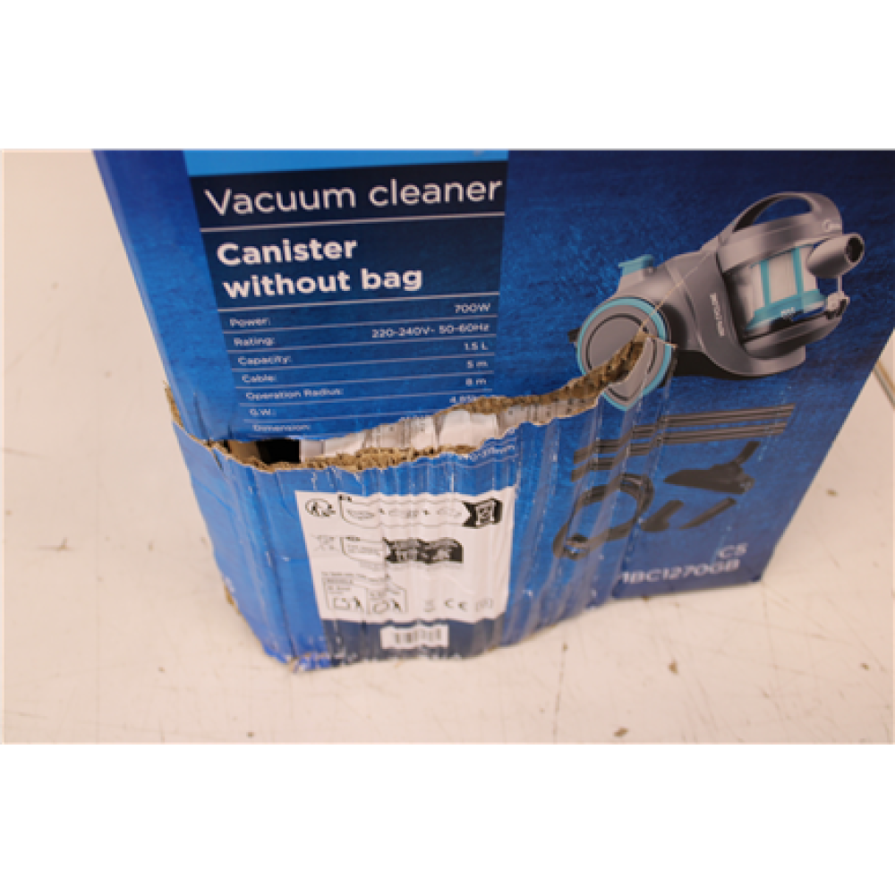 SALE OUT. Midea C5 MBC1270GB Vacuum Cleaner, Grey , SALE OUT. Midea Vacuum Cleaner , C5 MBC1270GB , Bagless , Power 700 W , Dust capacity 1.5 L , Grey , DAMAGED PACKAGING, SCRATCHED ON HOSE