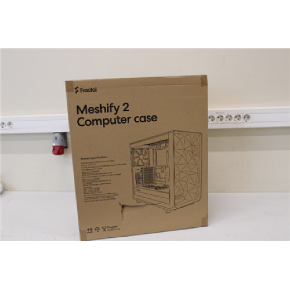 SALE OUT. Fractal Design Meshify 2 Black TG Light Tint Fractal Design Meshify 2 Light Tempered Glass Black DAMAGED PACKAGING