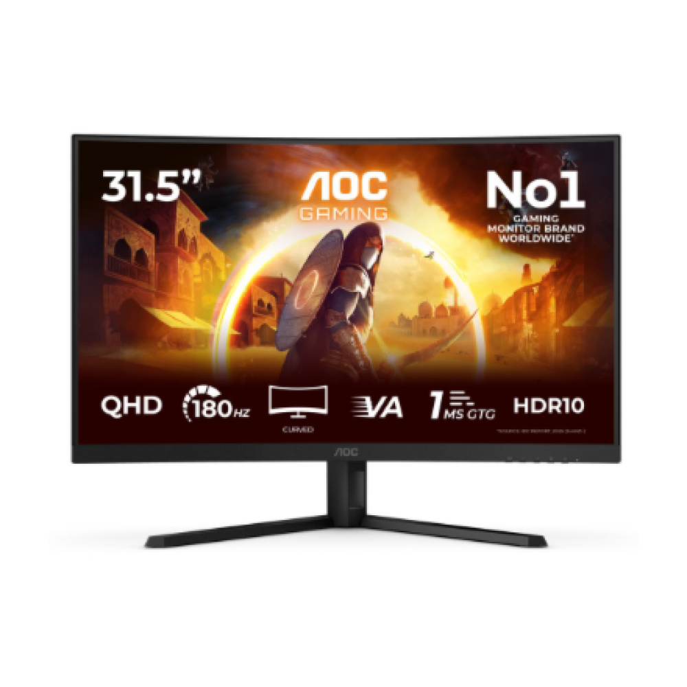 AOC , CQ32G4VE , 31.5 , VA , QHD , 16:9 , 180 Hz , 1 ms , 2560 x 1440 pixels , 300 cd/m² , HDMI ports quantity 2