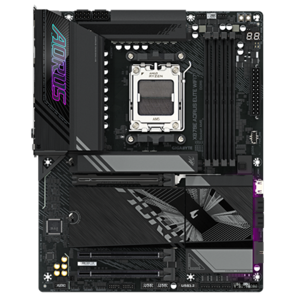Gigabyte X870E A ELITE WIFI7 , Processor family AMD , Processor socket AM5 , DDR5 , Supported hard disk drive interfaces SATA, M.2 , Number of SATA connectors 4