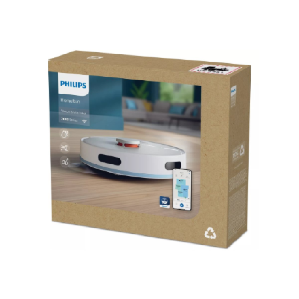 Philips , Robot Vacuum Cleaner , XU2000/10 2000 series , Wet&Dry , Operating time (max) 130 min , Lithium-ion , 2600 mAh , Dust capacity 0.38 L , 2700 Pa , Dark Blue