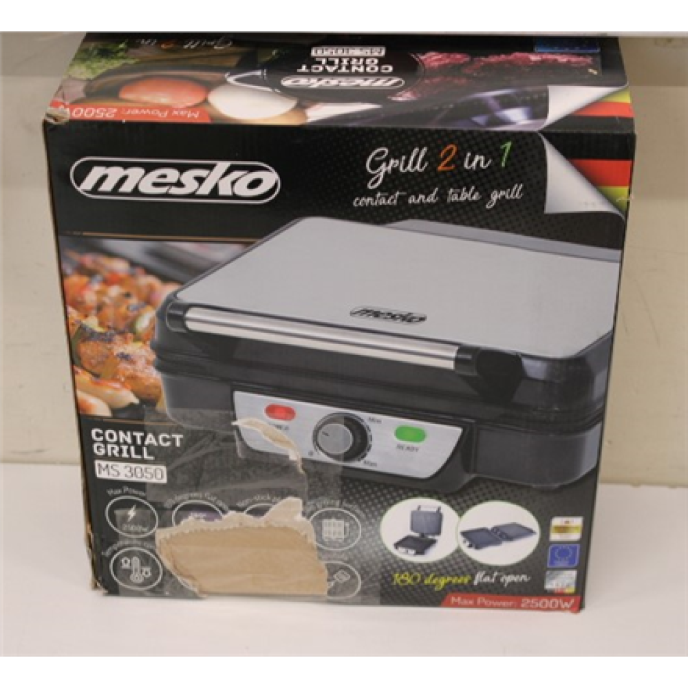 SALE OUT. Mesko MS 3050 Grill, Contact, Power 1800 W, Black/Stainless steel , Mesko , Grill , MS 3050 , Contact grill , 1800 W , Black/Stainless steel , DAMAGED PACKAGING