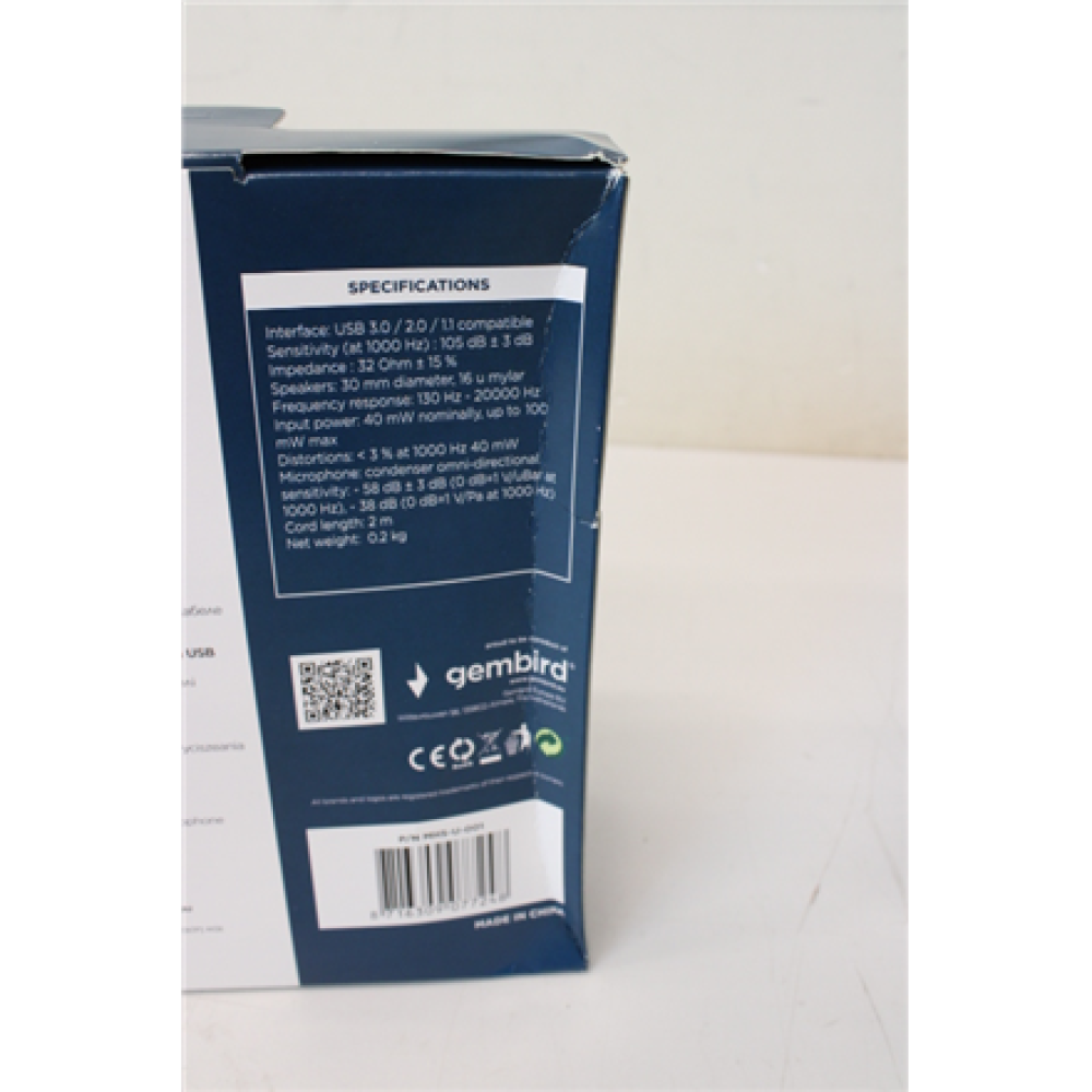 SALE OUT. Gembird MHS-U-001 USB headphones, glossy black , Gembird MHS-U-001 USB headphones , Built-in microphone , USB Type-A , Glossy black , DAMAGED PACKAGING, SCRATCHES SMALL ON SIDES