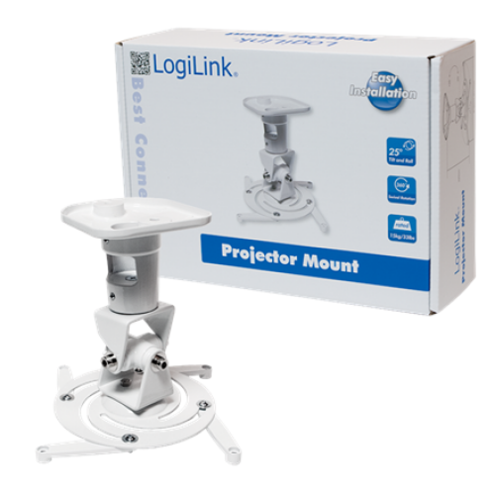 Logilink BP0003 Projector mount, ceiling, universal, 220 mm, white , Logilink