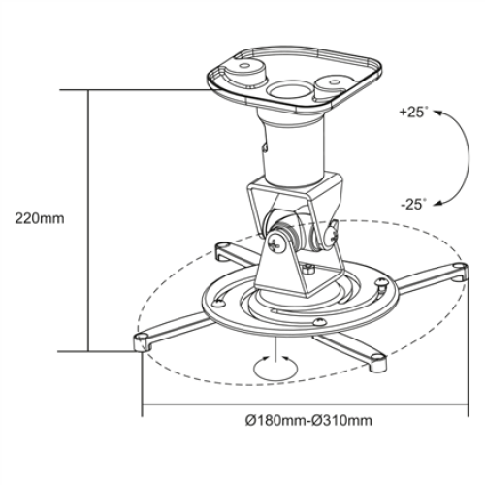 Logilink BP0003 Projector mount, ceiling, universal, 220 mm, white , Logilink