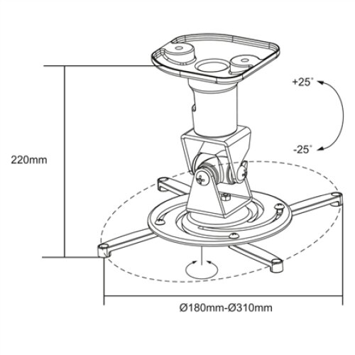 Logilink BP0003 Projector mount, ceiling, universal, 220 mm, white , Logilink