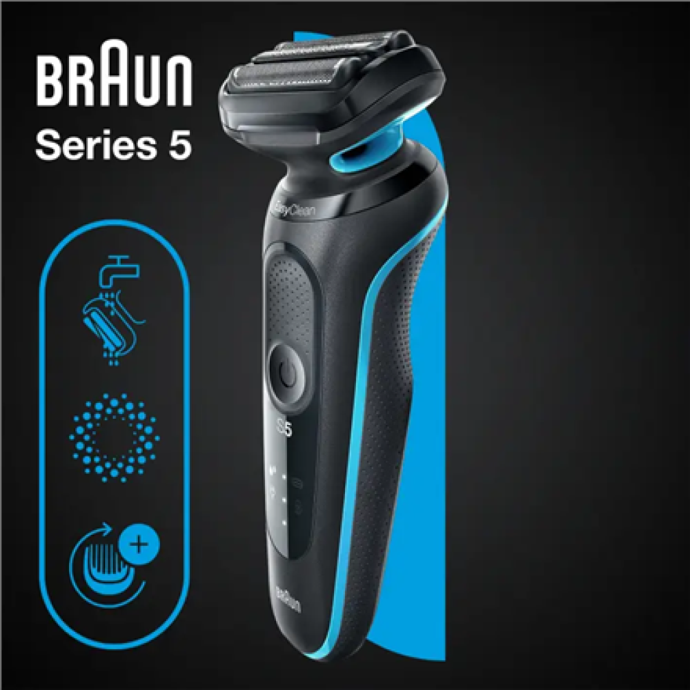 Braun , Shaver , 51-M1000S , Operating time (max) 50 min , Wet & Dry , Lithium Ion , Black/Blue