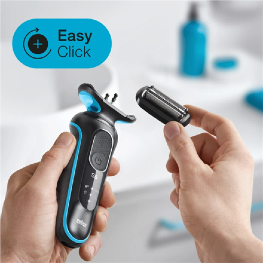 Braun , Shaver , 51-M1000S , Operating time (max) 50 min , Wet & Dry , Lithium Ion , Black/Blue
