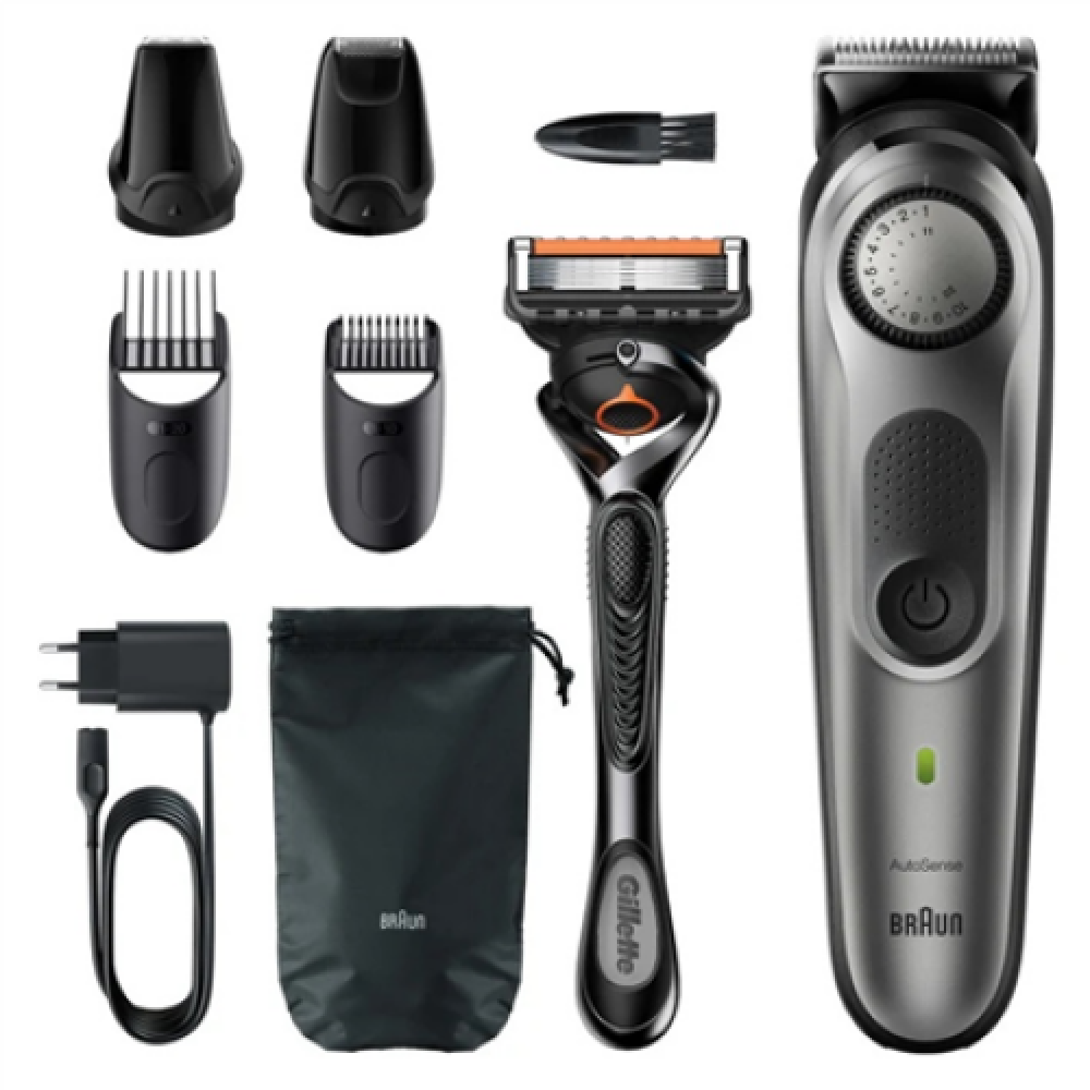 Braun Beard Trimmer with Precision dial and Gillette ProGlide razor BT7320 Cordless or corded, Operating time (max) 100 min, Number of length steps 39, Li-Ion, Grey