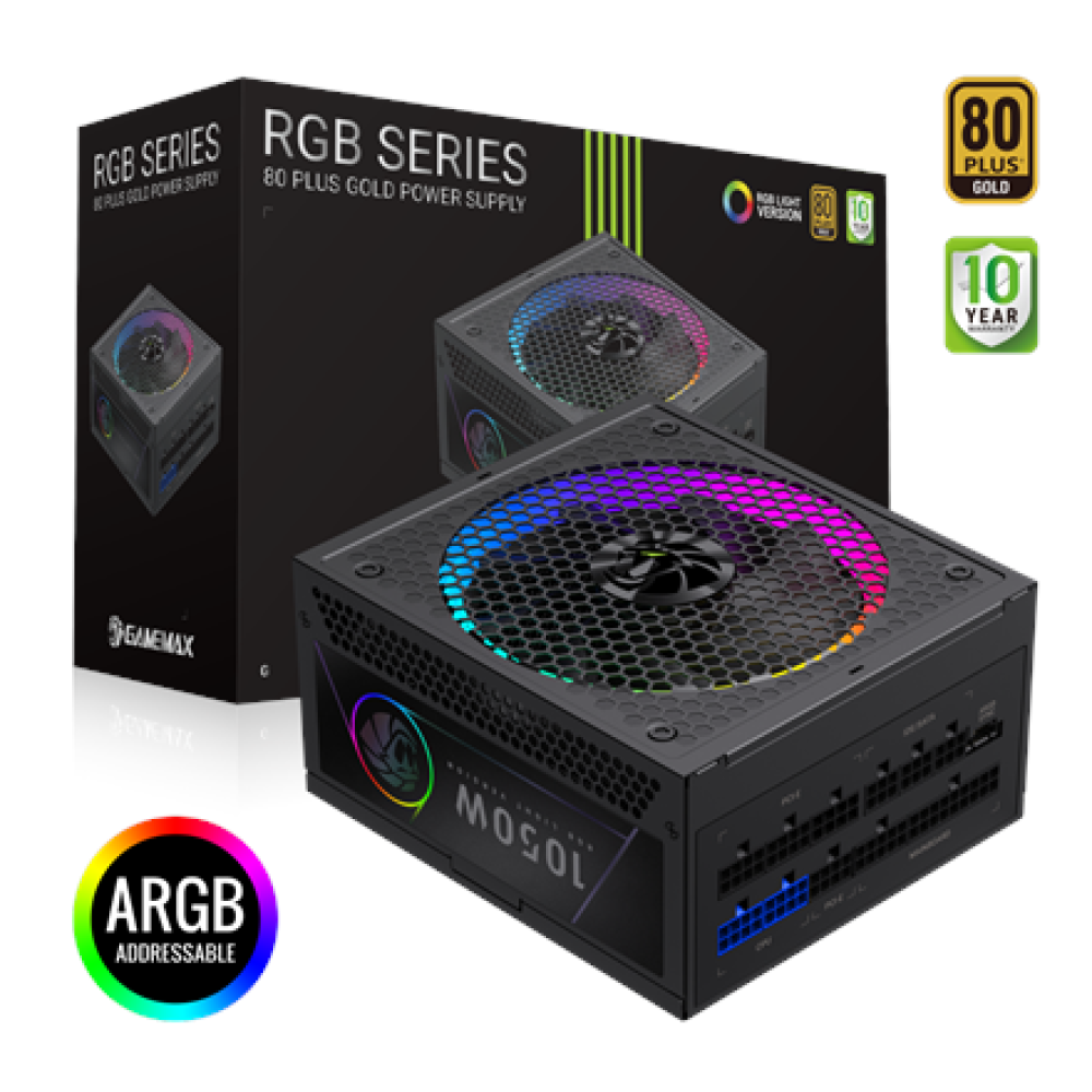 Gamemax PSU , RGB 1050G , 1050 W , Gold , Full Modular