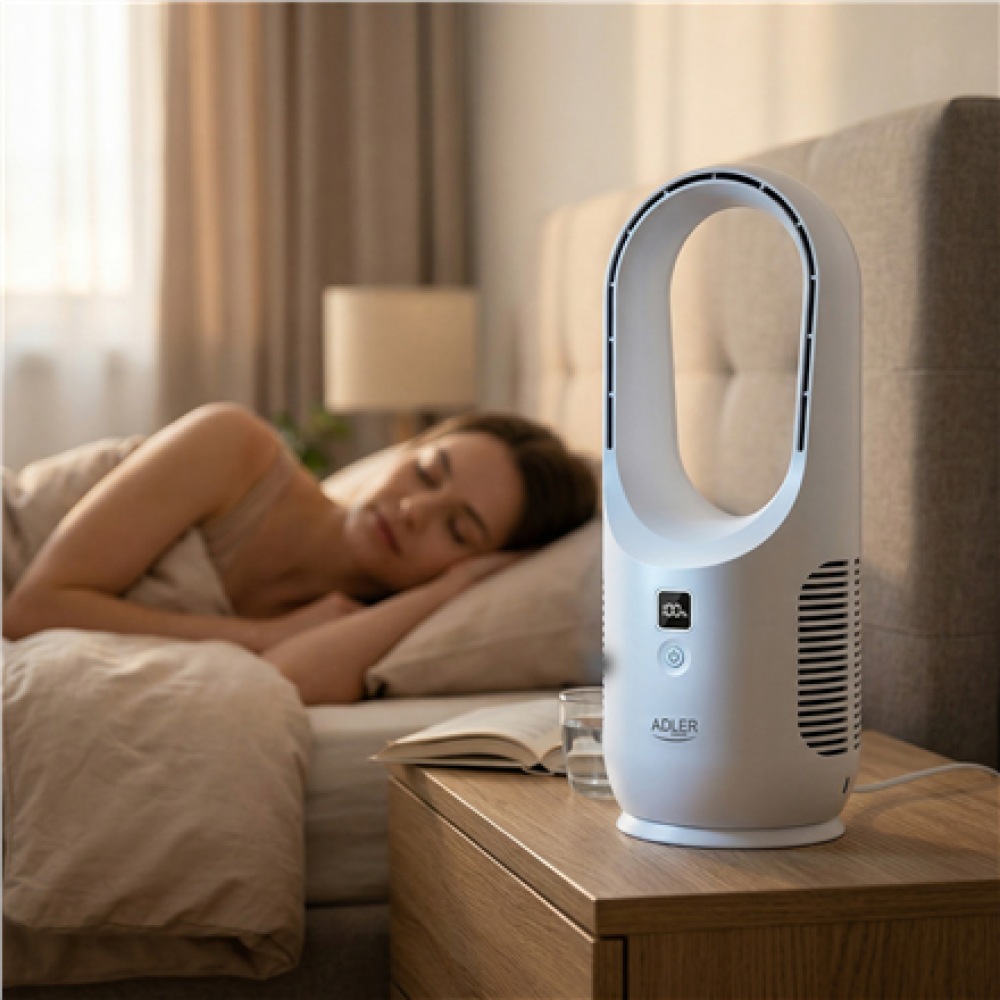 Adler Bladeless Rechargeable Fan , AD 7343 , Desk Fan , White , Diameter 14 cm , Number of speeds 3