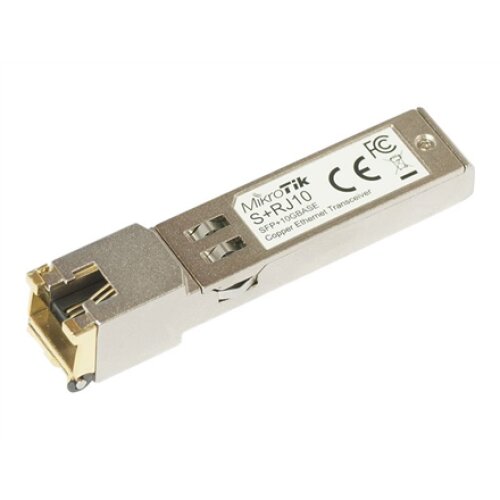 MikroTik , S+RJ10 , SFP+ , Copper , RJ-45 , 10/100/1000/10000 Mbit/s , Maximum transfer distance 200 m , -20 to +60C , COMPATIBLE ONLY WITH ACTIVE COOLING SWITCHES (DISCONNECTS WITH PASSIVE COOLING SWITCHES) -20 to +60C