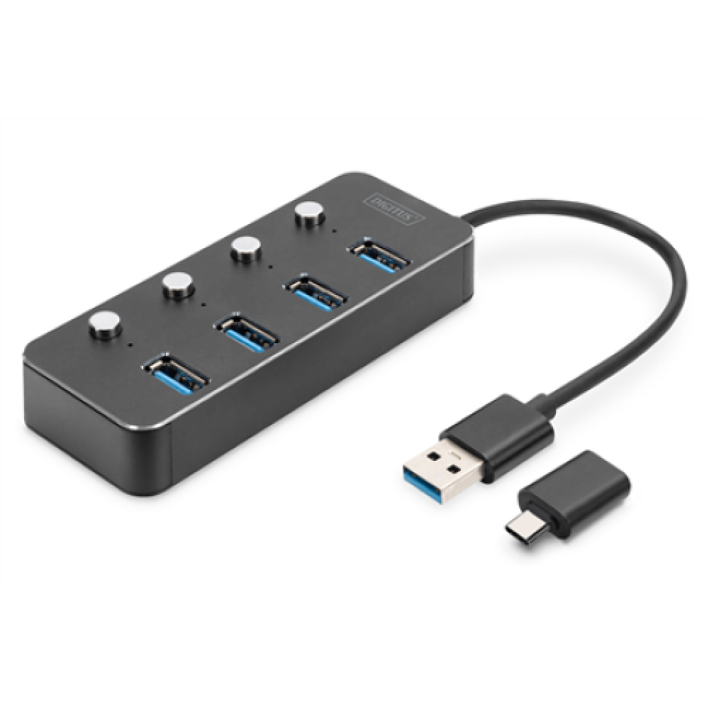 Digitus , USB 3.0 Hub, 4-port, Switchable, Aluminum Housing , DA-70247