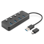 Digitus , USB 3.0 Hub, 4-port, Switchable, Aluminum Housing , DA-70247