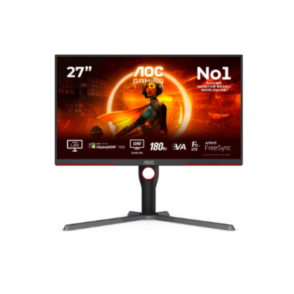 AOC , Monitor , Q27G3XMN/BK , 27 , VA , 16:9 , 180 Hz , 1 ms , 2560 x 1440 pixels , 700 cd/m² , HDMI ports quantity 2 , Black