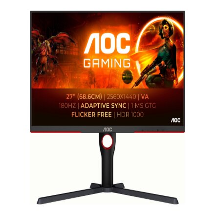 AOC , Monitor , Q27G3XMN/BK , 27 , VA , 16:9 , 180 Hz , 1 ms , 2560 x 1440 pixels , 700 cd/m² , HDMI ports quantity 2 , Black