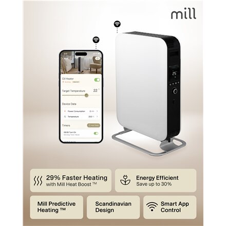 Mill , Heater , OIL2000WIFI3 GEN3 , Oil Filled Radiator , 2000 W , Number of power levels 3 , Suitable for rooms up to 24 m² , White