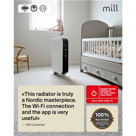 Mill , Heater , OIL2000WIFI3 GEN3 , Oil Filled Radiator , 2000 W , Number of power levels 3 , Suitable for rooms up to 24 m² , White